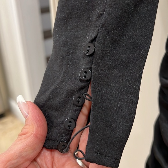 Zara Black Rusched Mini Dress with Padded Shoulders NWT $69.90 - Picture 5 of 11